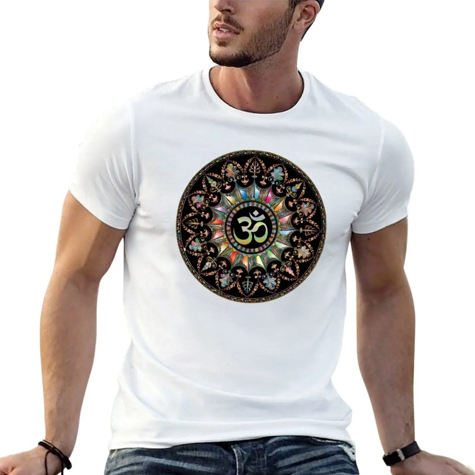 

Aum Mandala T-Shirt t shirts for man cotton soft cotton tshirt 100% t shirts for man graphic vintage T-shirt