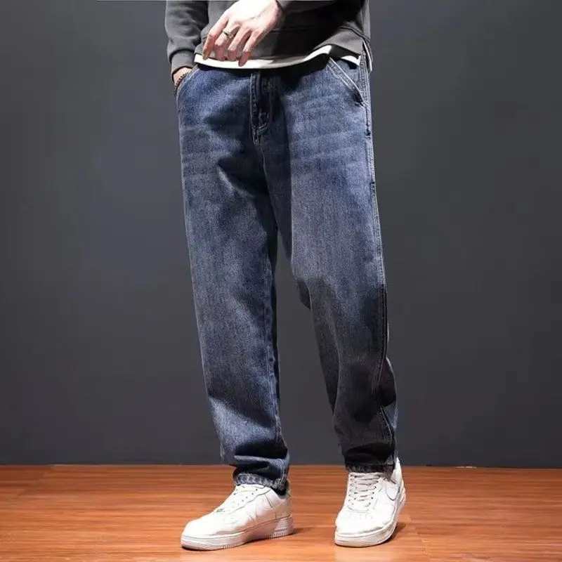 Straight Jeans for Men 2025 Loose Korean Autumn Clothing Goth Clothes Y2k 2000s Vintage Washed  Man Cowboy Pants Trousers Baggy