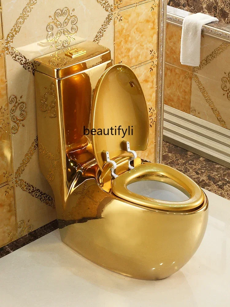 New Golden Toilet Home Creative Water-Saving Deodorant Super Swirling-Style European Style Toilet Color Toilet