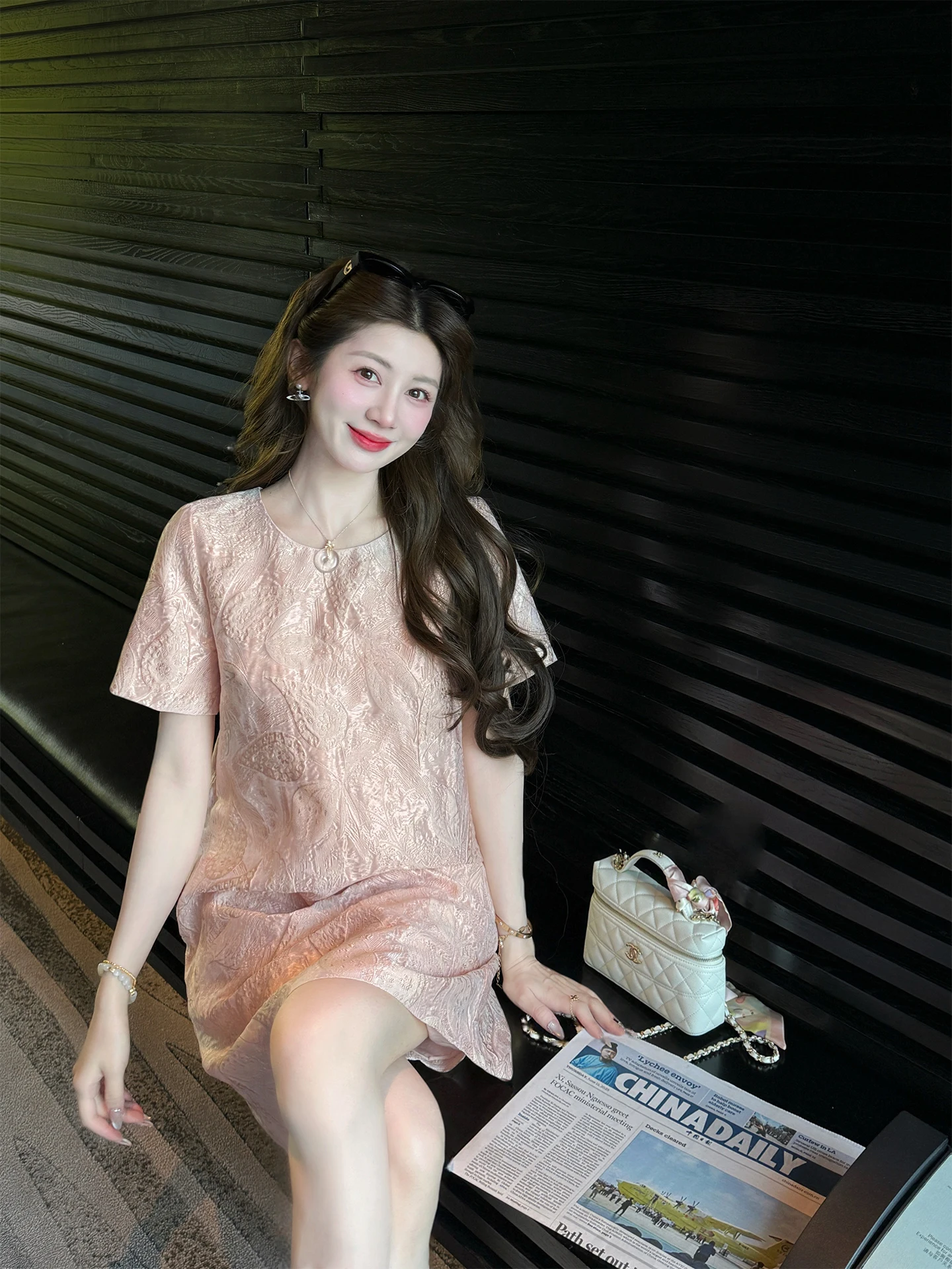 

New Chinese Sle Embroidered Floral Dr Women's Summer Pink National Sle Skirt nai Quali Peach Gold Luster 3D Relief