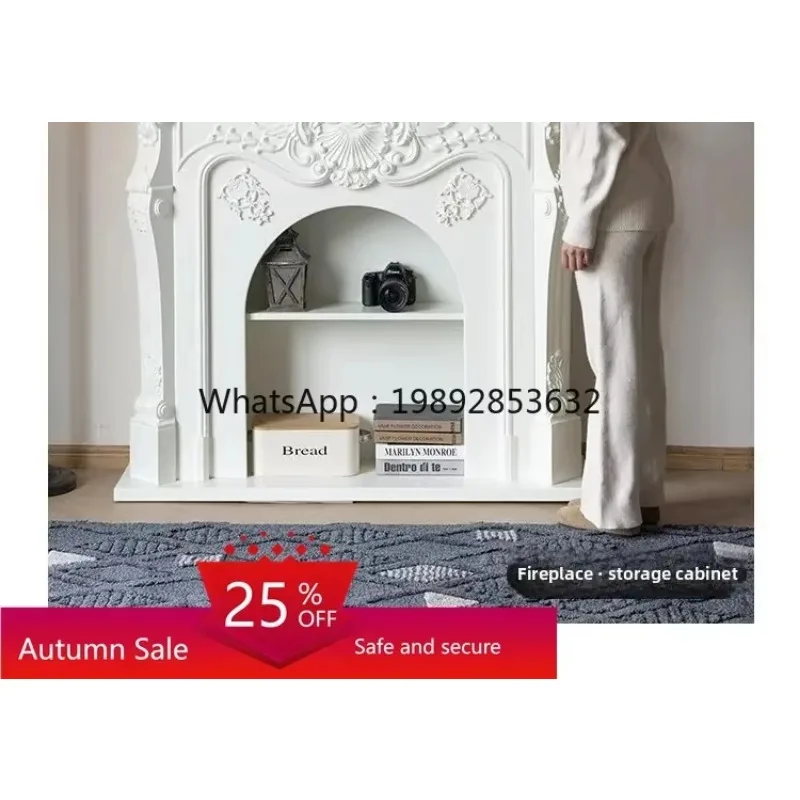 all solid wood carved fireplace cabinet simulation fire fireplace decorative cabinet, integrated