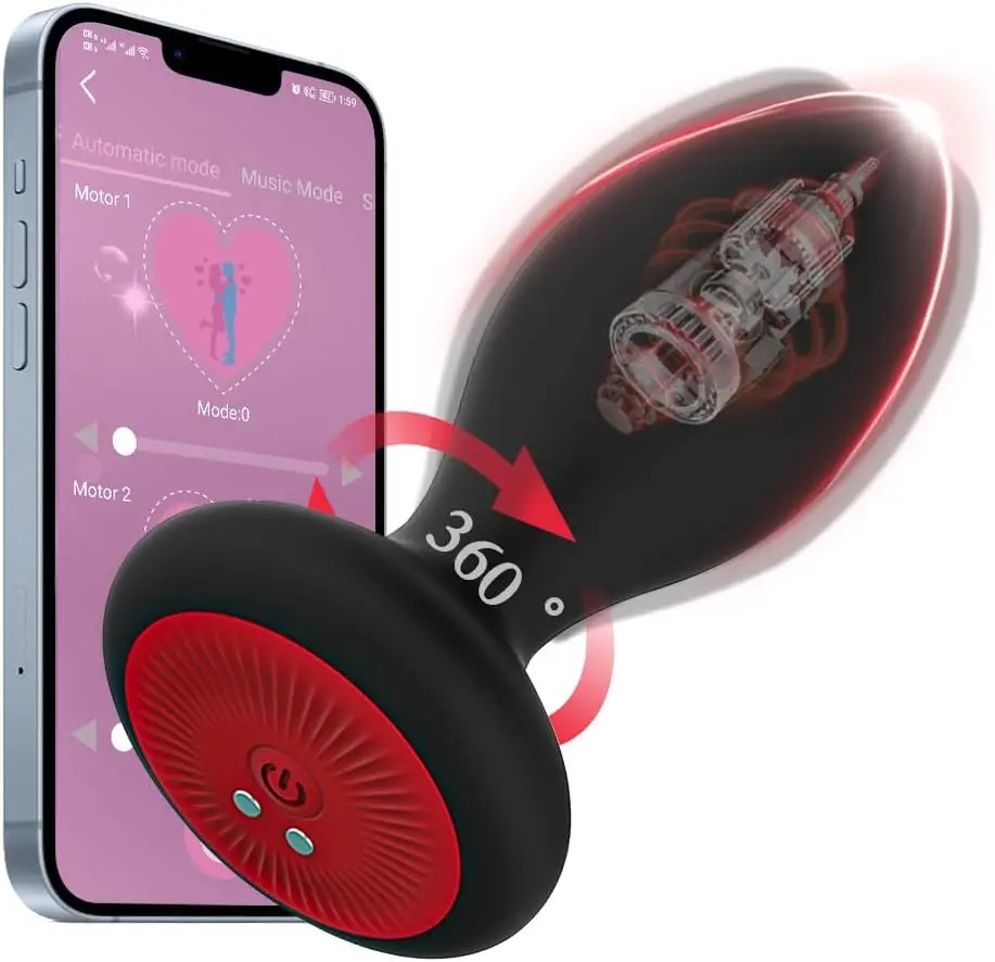 Anal Toys Adult Sex Toys,Vibrating Butt Plug with App Control 10 Vibrating 6 Rotation Modes, Anal Plug Beads Prostate Massager,