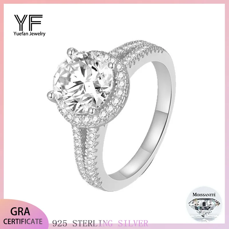 

S925 Серебряное кольцо с муассанитом 2CT в стиле хип-хоп, гальваническое 18-каратное золото, сертификат GRA, изысканное модное легкое кольцо с роскошным дизайном