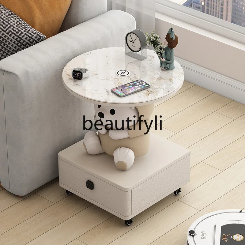 Mobile side few wheeled trolley rack bedside table tens of thousands of round round coffee table drinking tea round table