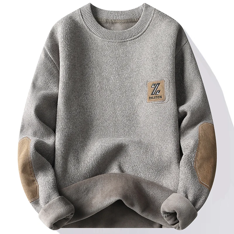 Men Fashion Knitted Sweater Velvet Pullovers Fleece Thick Warm Winter Knitwear Y2K Fashion Jumpers Men\'s Clothes