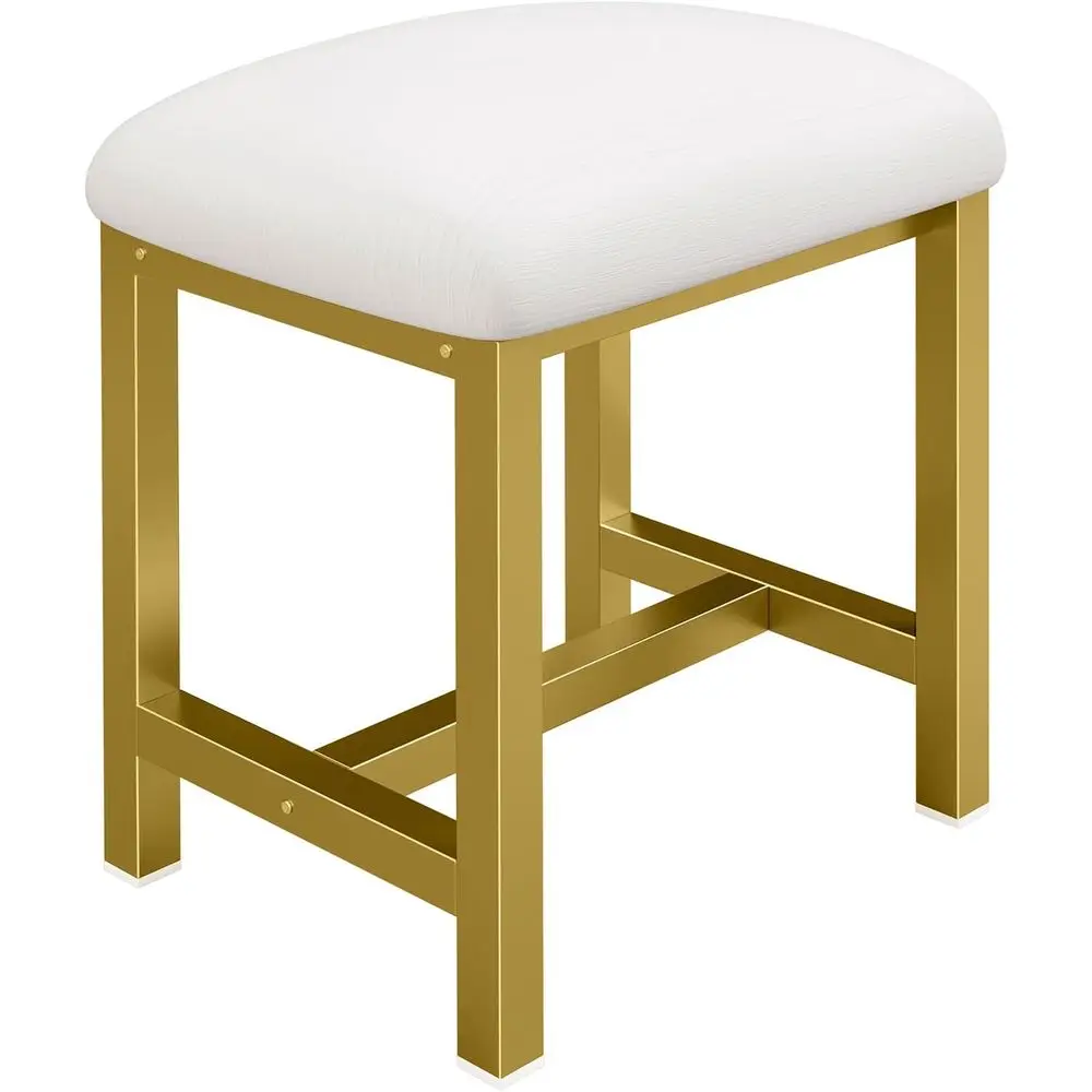 

Small Vanity Stool, Cute Vanity Stools with Cushion, White Gold Makeup Vanity Chair or Small Spaces, Living Room, Bedroom, Bathr