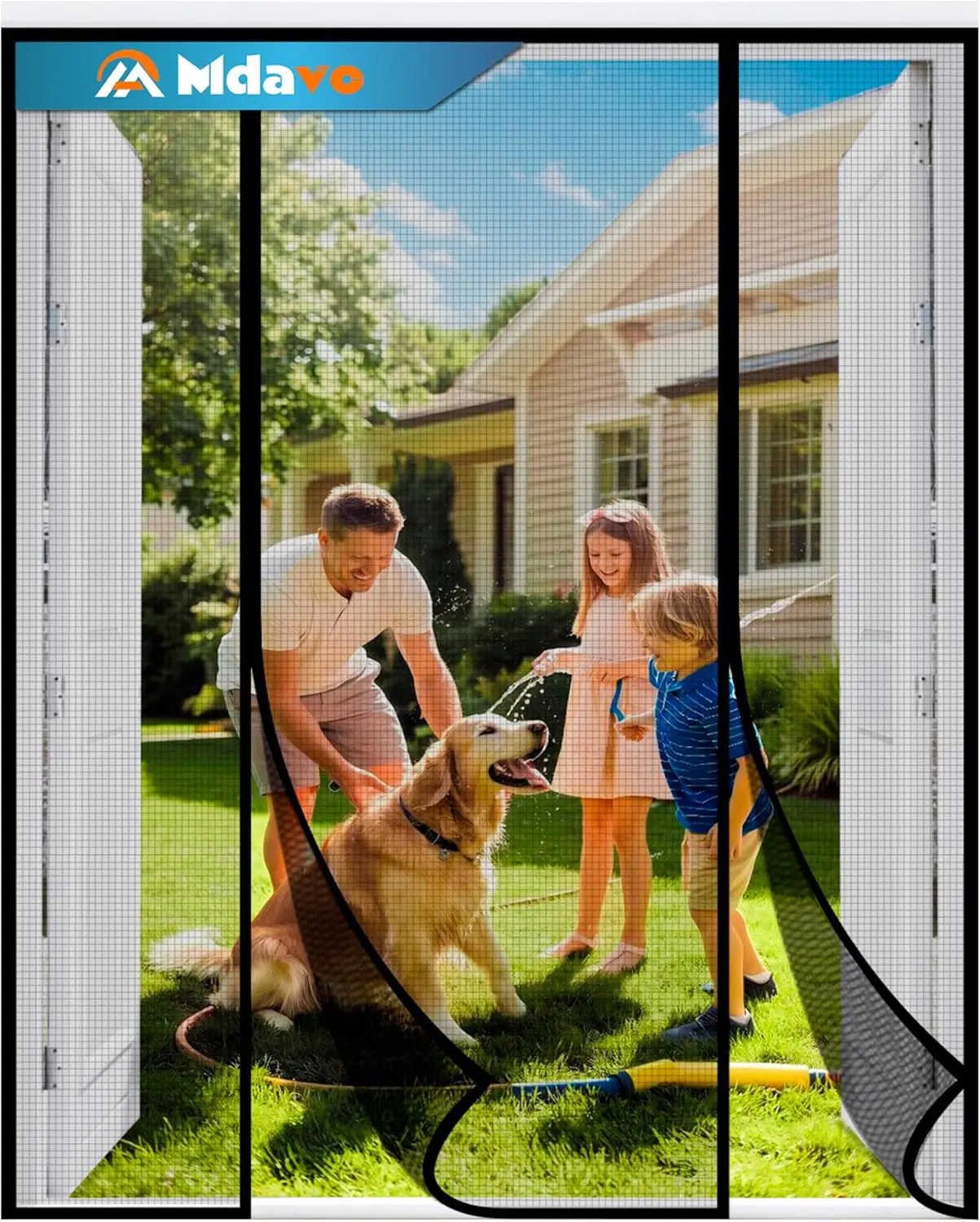 Double Door Fiberglass Magnetic Screen Door，Screen Door Mesh，Keep Bugs Out, Heavy-Duty Mesh Curtain,Pet and Kid Friendly, W