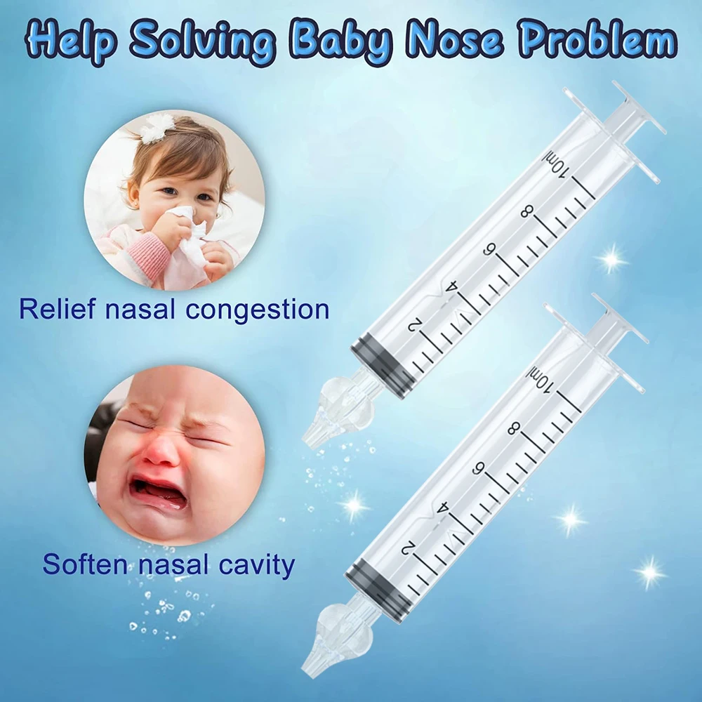 AnGku 8/10pcs Baby Syringe Nasal Irrigator Professional Nasal Aspirator Kit Portable Infant Nose Cleaner for Newborn Infants