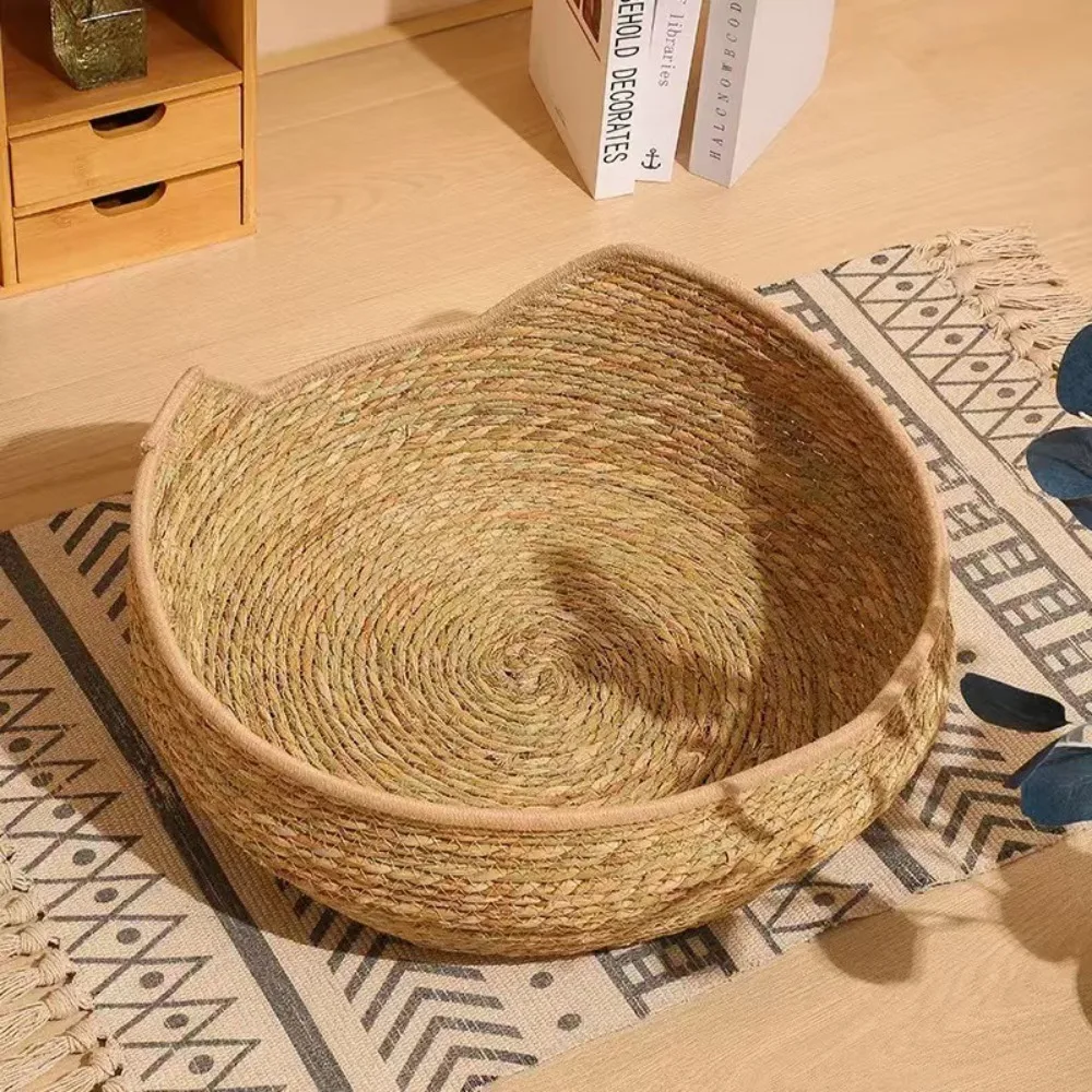 

New Washable Pet Bed Handmade Removable Cat Sleeping House with Ball Cotton Rope Weave Cat Nest Pet Supplies