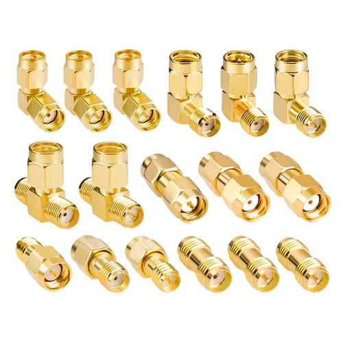 Imagen 2 del producto 2 uds SMA a SMA macho hembra conector recto 90 grados ángulo recto tipo T divisor de 3 vías RPSMA a RP-SMA adaptador macho RF