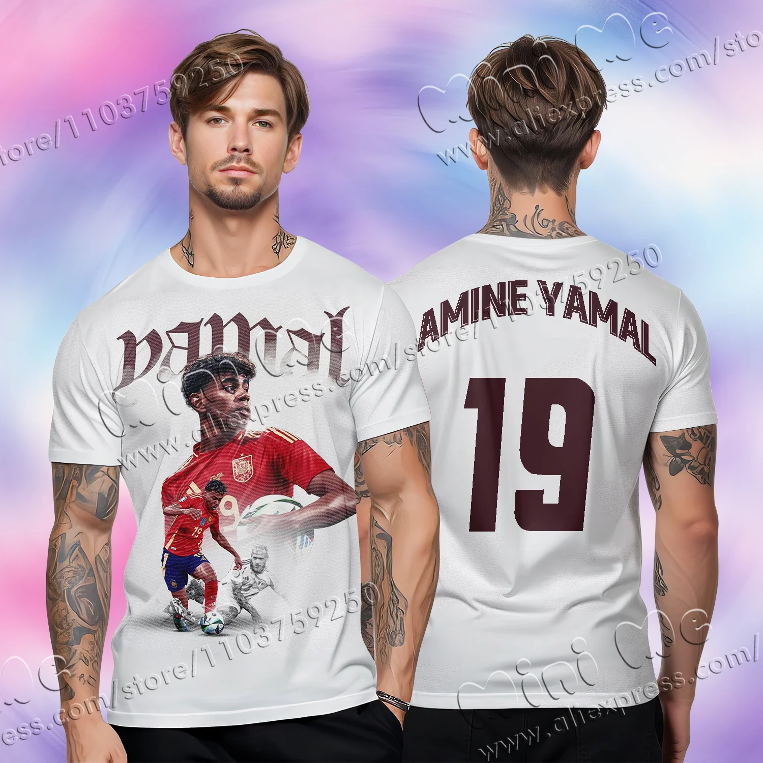 A Piece 24 Summer New 3D Printed Lamine Yamal Boys' T-shirt Ball-game Star Fashion Children Clothing Comfortable Exterior