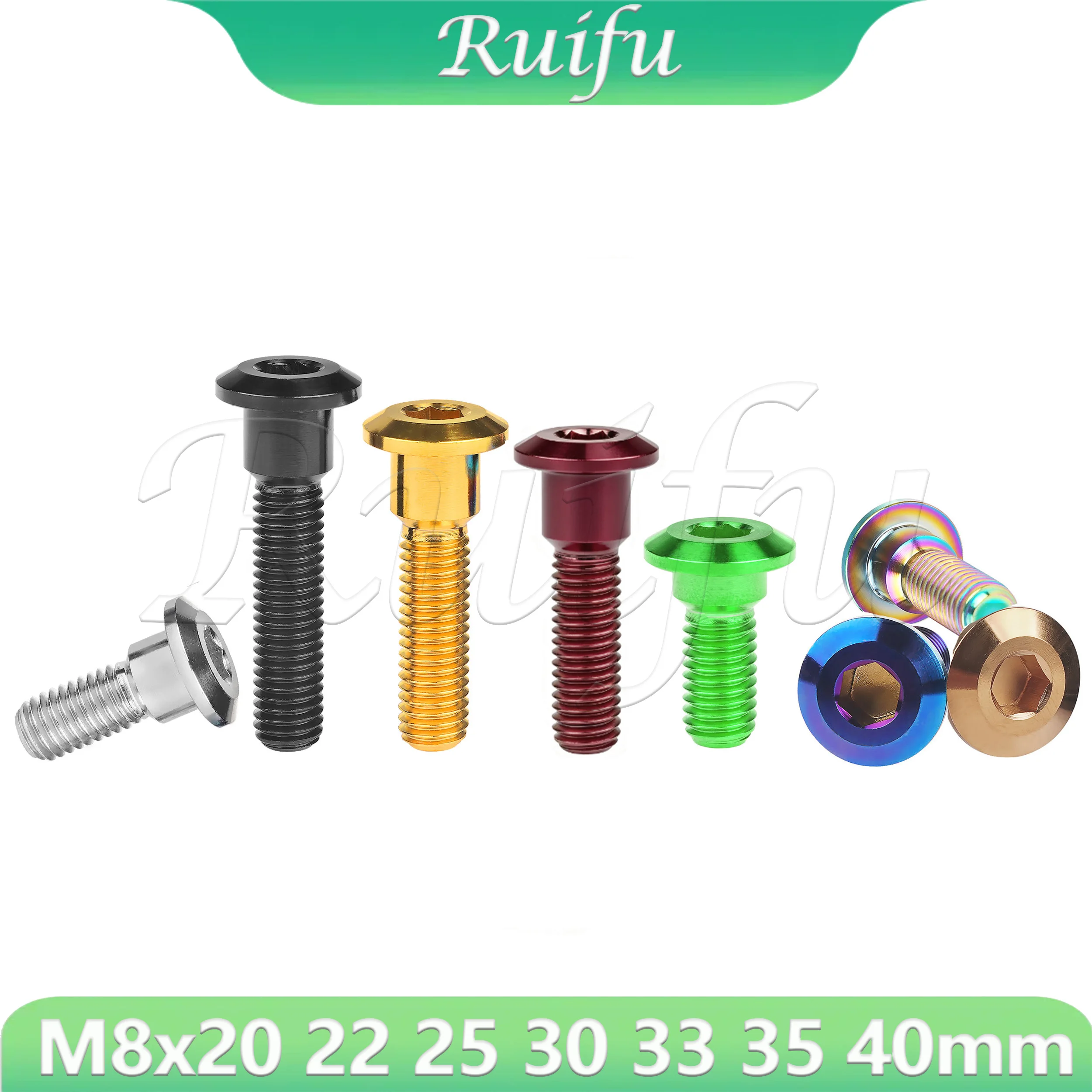 Ruifu Titanium Bolt M8x20 22 25 30 33 35 40mm Allen Head Screws for Motorcycle Disc Brake Fixedor Motor Yamaha Suzuki Kawasaki