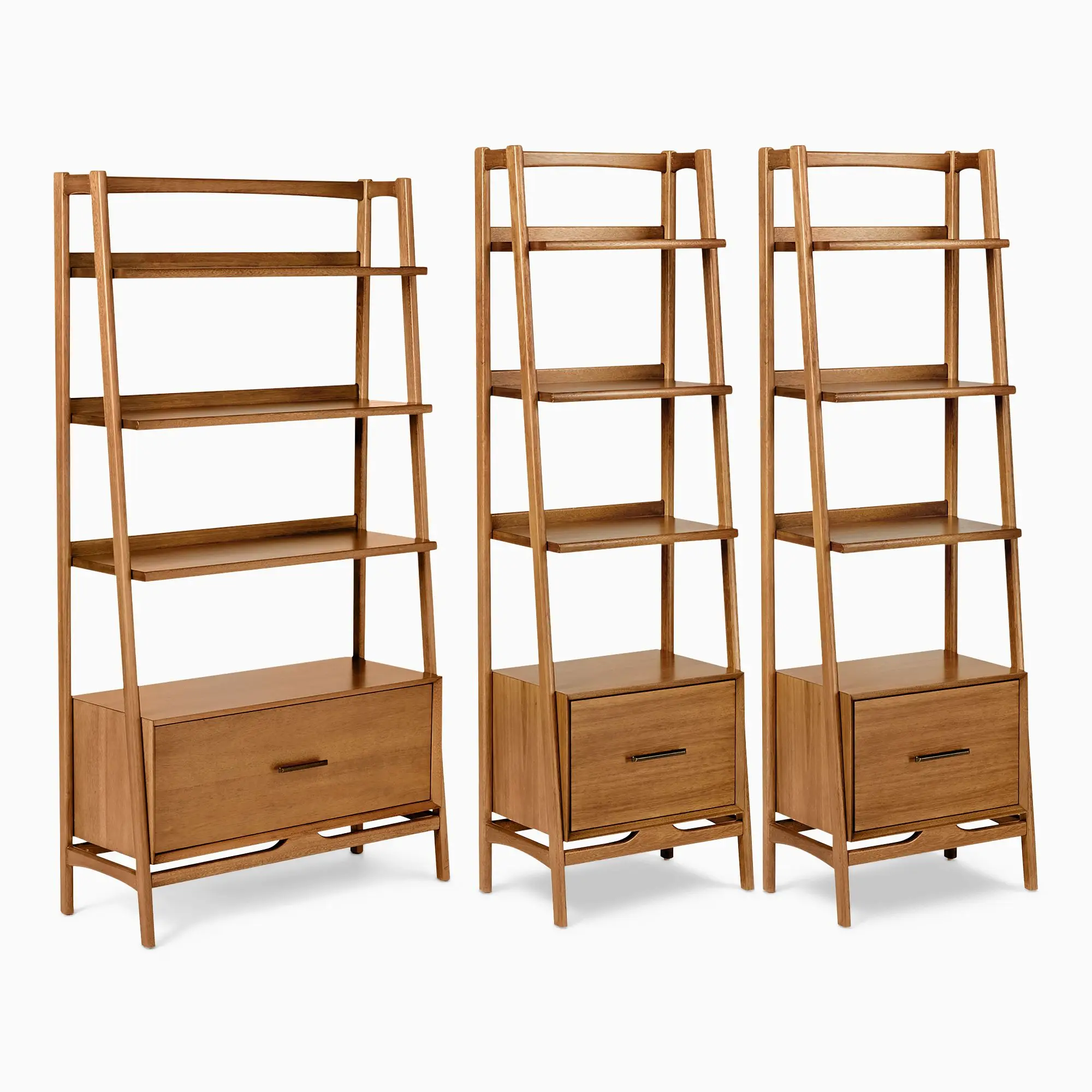 *Mid-Century Design Bookshelf 3-Piece Wide Narrow Minimalist Indoor Furniture Stacking Racks Shelves Bookshelf Set