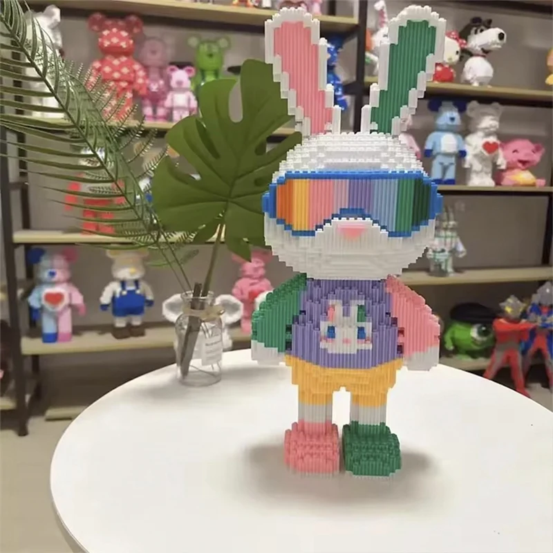 3D 사탕 토끼 다채롭고 귀여운 토끼 빌딩 블록 성인 높은 난이도 조립 어린이 교육 장난감 생일 선물