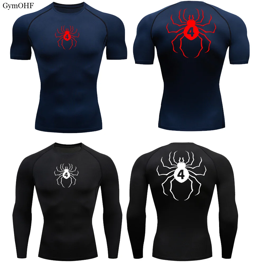 2099 Spider Print Compression Shirts For Men Gym Workout Fitness Long Sleeve Quick Dry Sportswear T Shirt Men Rashguard Running