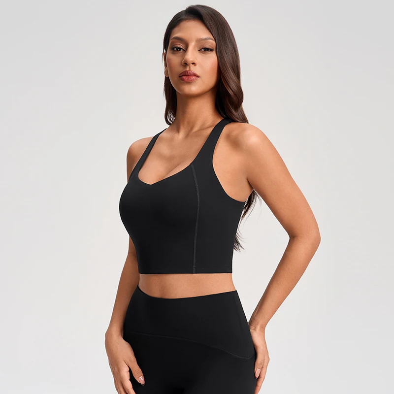 

Women's Cross Back Yoga Tank Top, Breathable Sports Bra, Shockproof Padded Push Up Workout Top for Running Fitness