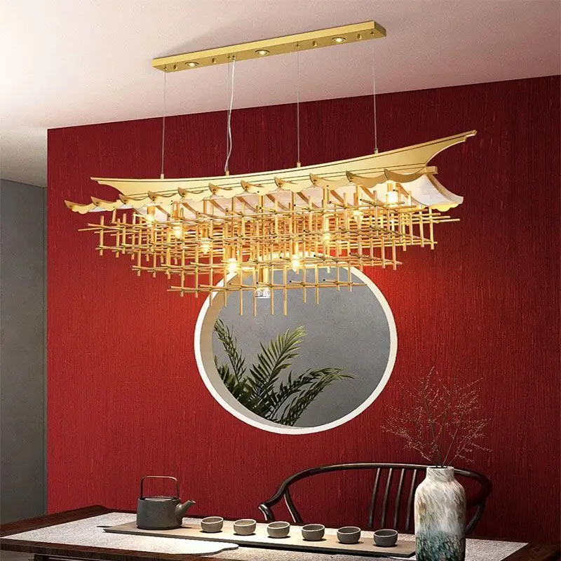 New Chinese Zen Art Creative House Retro Hotel Lobby Pendant Light