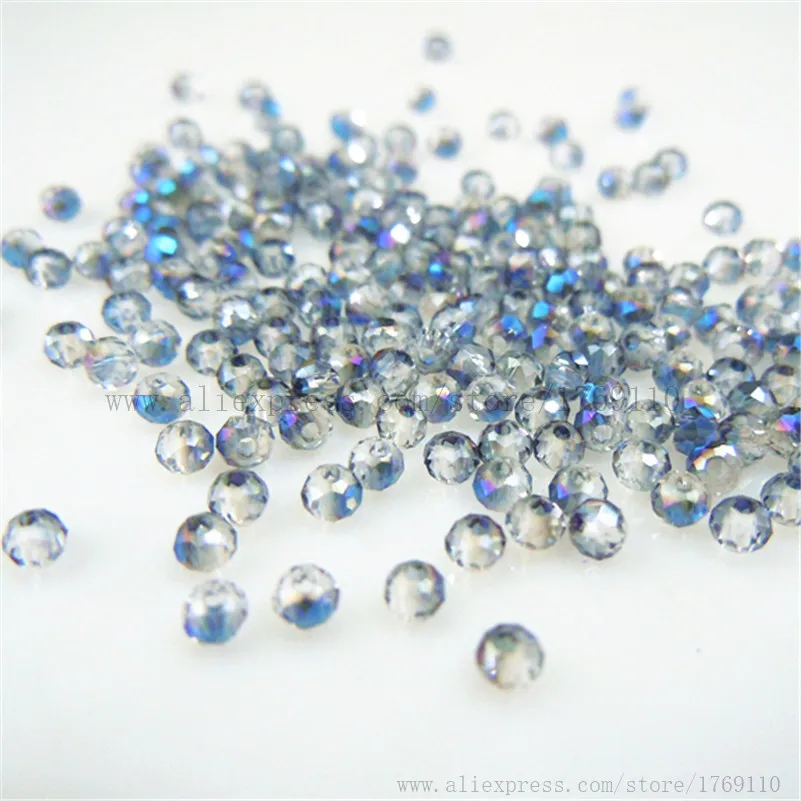 Isywaka Clear blue Color 170pcs 2mm Rondelle Austria faceted Crystal Glass Beads Loose Spacer Round Bead for Jewelry Making