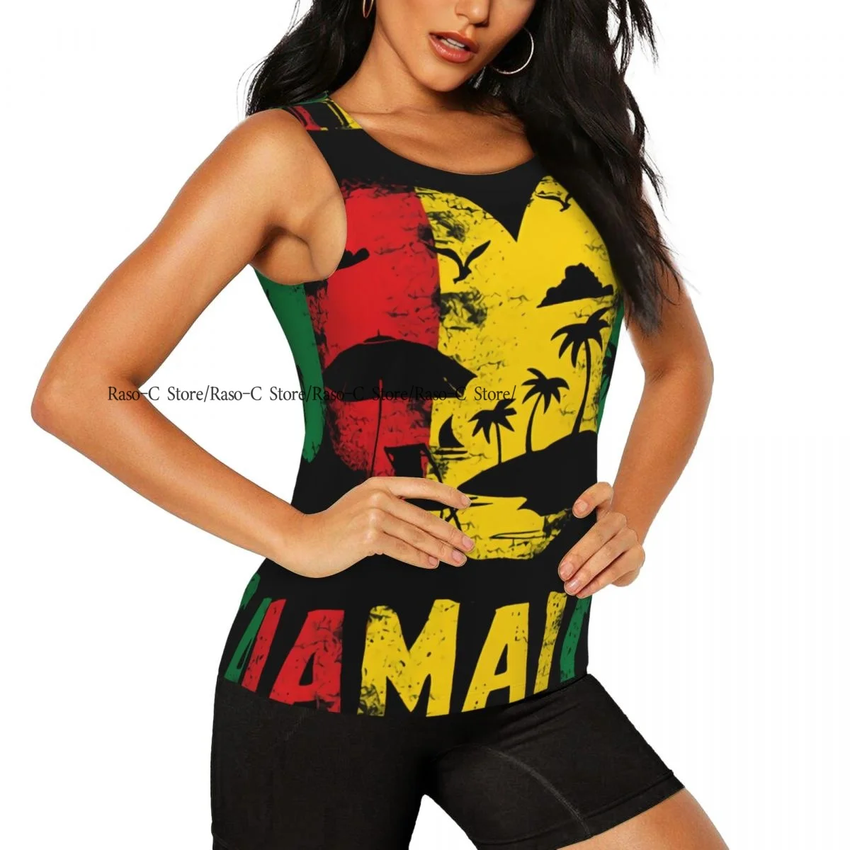 Women's Sleeveless Yoga Tank Top One Love Jamaican Quick Dry Running Training Sports Vest Yoga Shirts