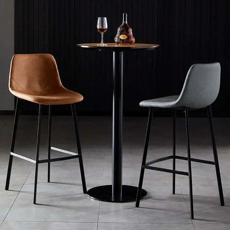 

65/75cm Nordic Custom Backrest Bar Chair Light Luxury Leisure High Bar Stool Kitchen Furniture Restaurant Barstool Bar Chairs MC
