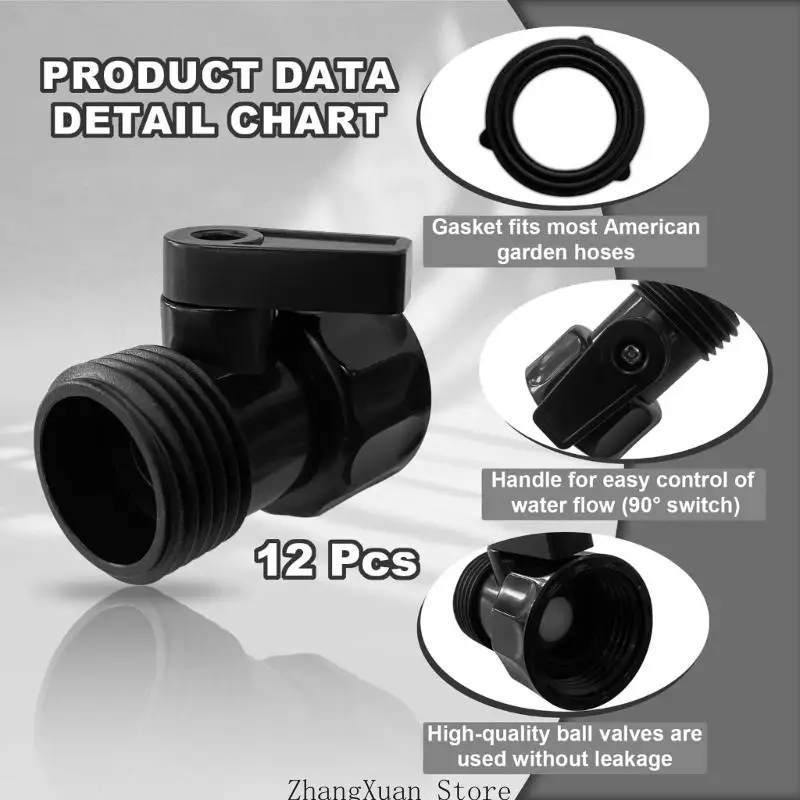 Gartenschlauch-Wasserstoppteile 12er-Pack, 3/4-Gewinde-Wasserabsperrkugelhähne 3XUF – Detail 7
