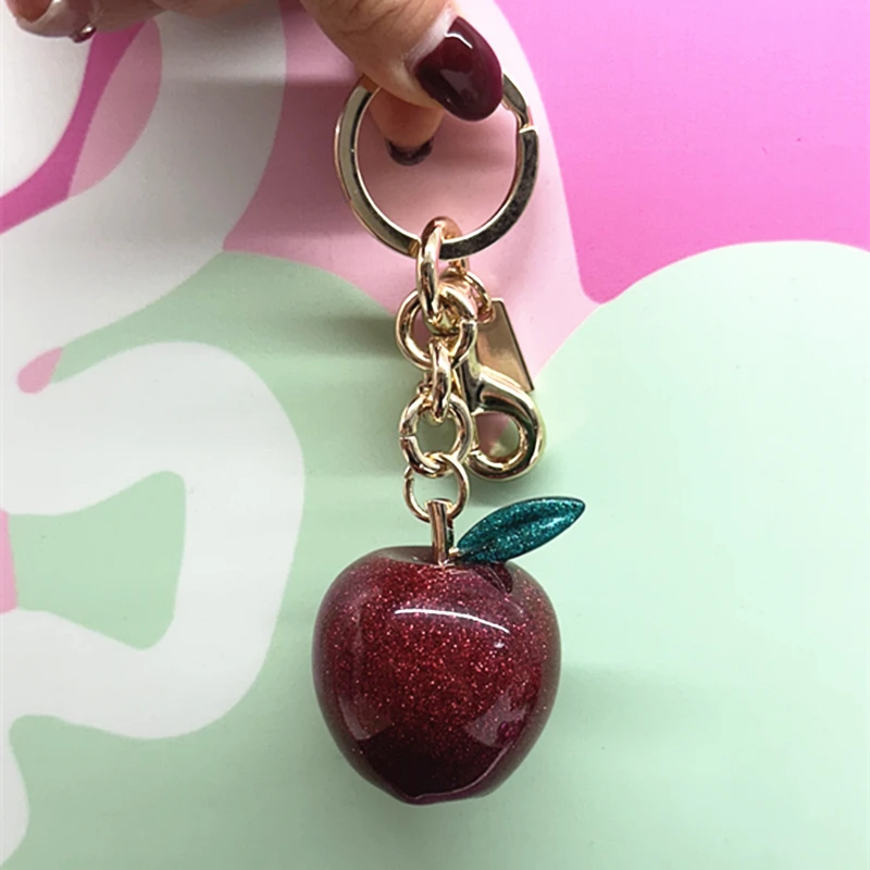 Green Leaf Apple Pendant For Coach Handbag Shoulder Bags Cherry Keychain Women's Perfect Decorative Accessories Gifts