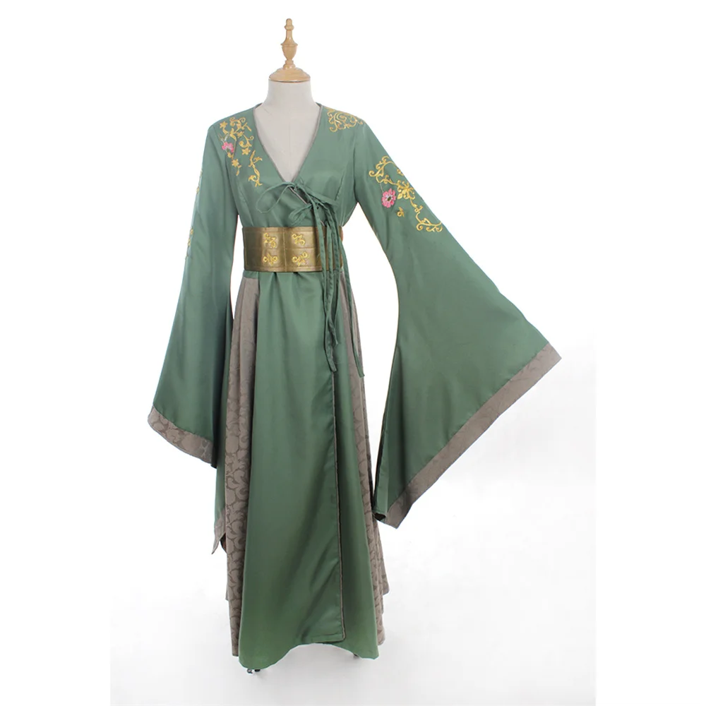 TV Cersei Lannister Costume Cosplay Abito verde da donna Vestito da palcoscenico per feste di Halloween