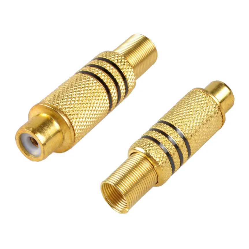 Plugue conector rca, parafuso fêmea rca de 6 pacotes, adaptador de entrada em linha de áudio e vídeo, tipo de solda banhado a ouro, ouro