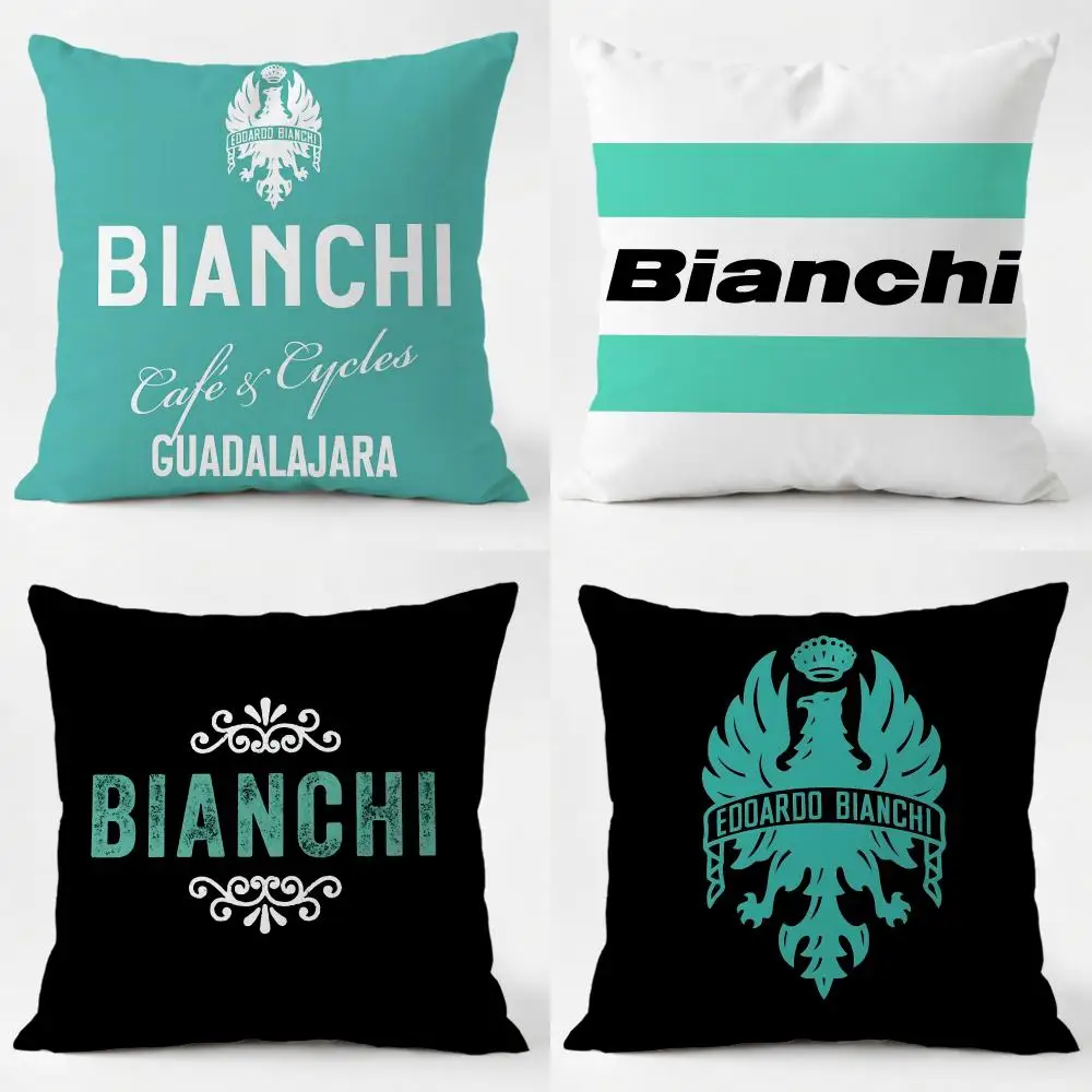 Funda de cojín de lujo con logotipo B-Bianchi, funda de almohada de lino lavable a diario, suave para sofá, cama, decoración del hogar