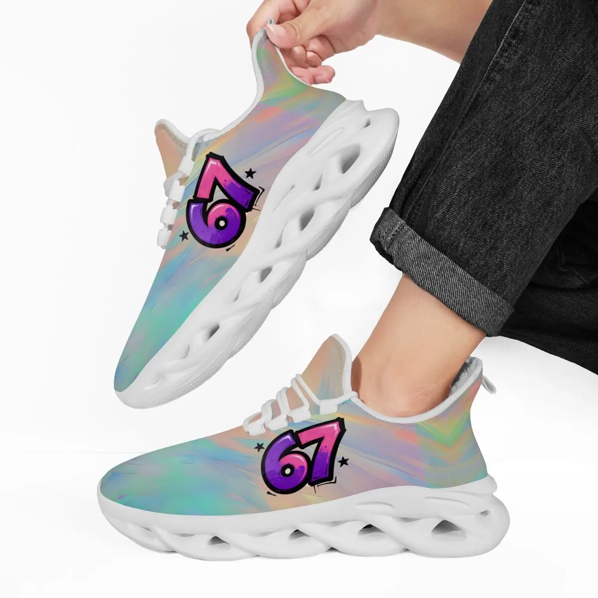 

Mens Athletic Shoes Lightweight Walking Shoes Fuzzy Rainbow Gradient Graffiti Running Shoes Casual Sneakers for Men KIDS SHOES