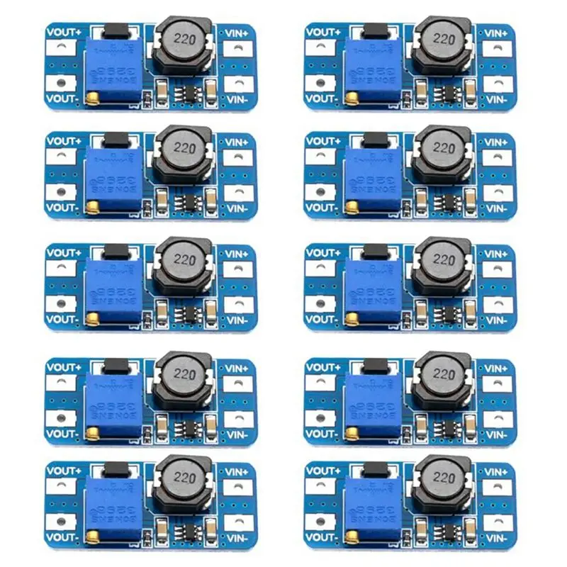 SEWS-10PCS, MT3608, DC-DC Converter Set Kit Boost Regulator Set Kit USB Power Module, 2V-24V To 5V-28V, 2A Output, Micro-USB