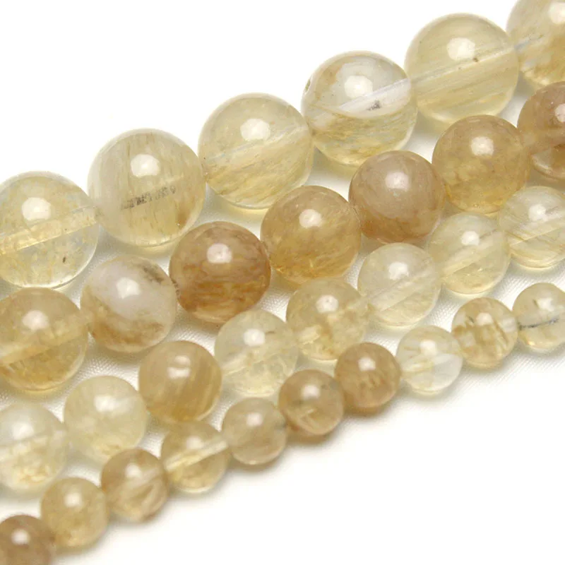 Perles rondes en cristal de Quartz naturel, pierre de pastèque, Tourmaline, pour bricolage, fabrication de bijoux, 4-12MM 15"