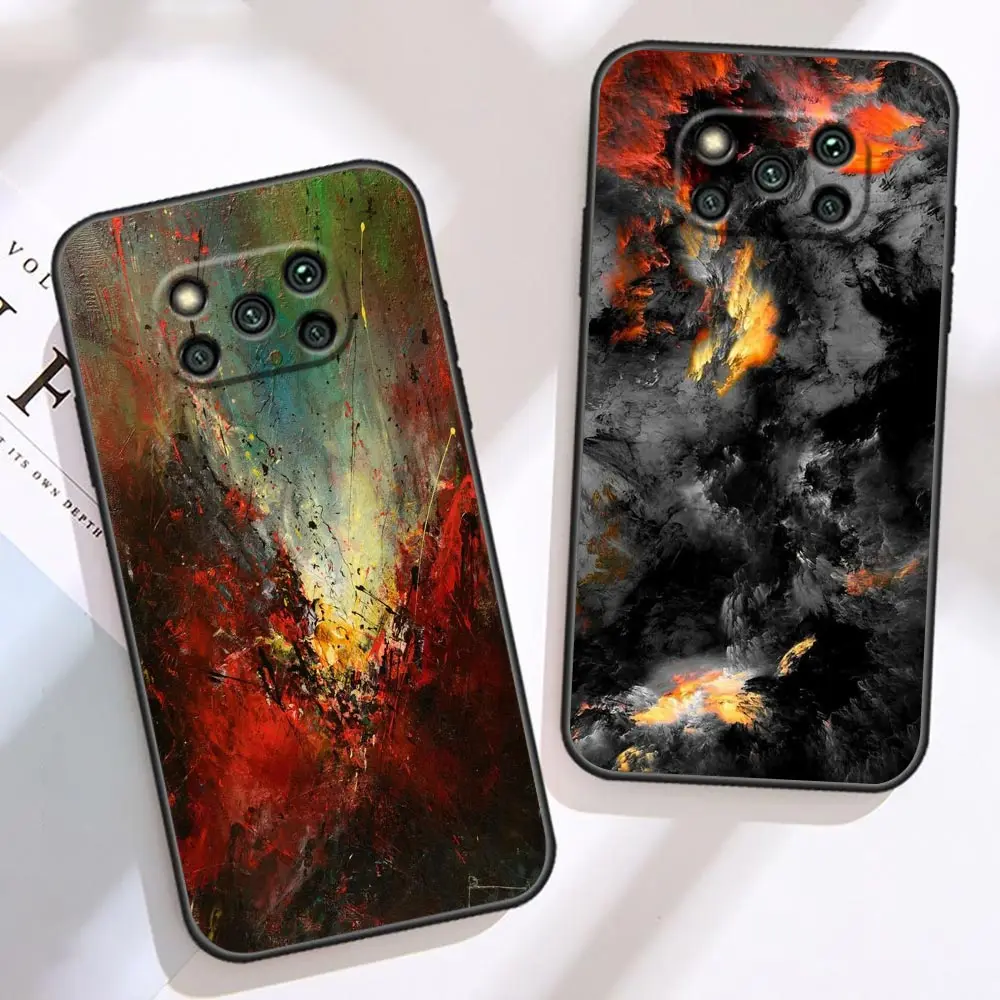 Abstract Lacquer Painting Phone Case For Xiaomi Poco X5 X4 X3 M5 M4 M3 F5 F4 F3 GT Pro NFC Black Shark 5 Mix 4 Case Funda Shell