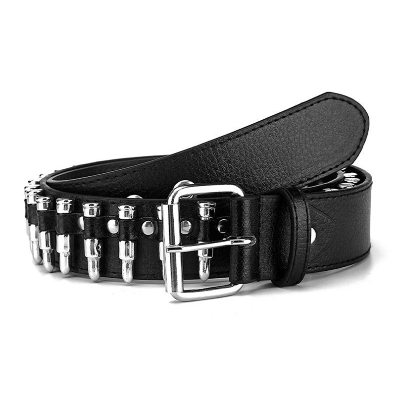 Steam Punk Bullets Belt Y2K Goth Women Men Fashion Ladies Rivet Studded Imitation Leather Belt Ladies Jeans Retro Accessories