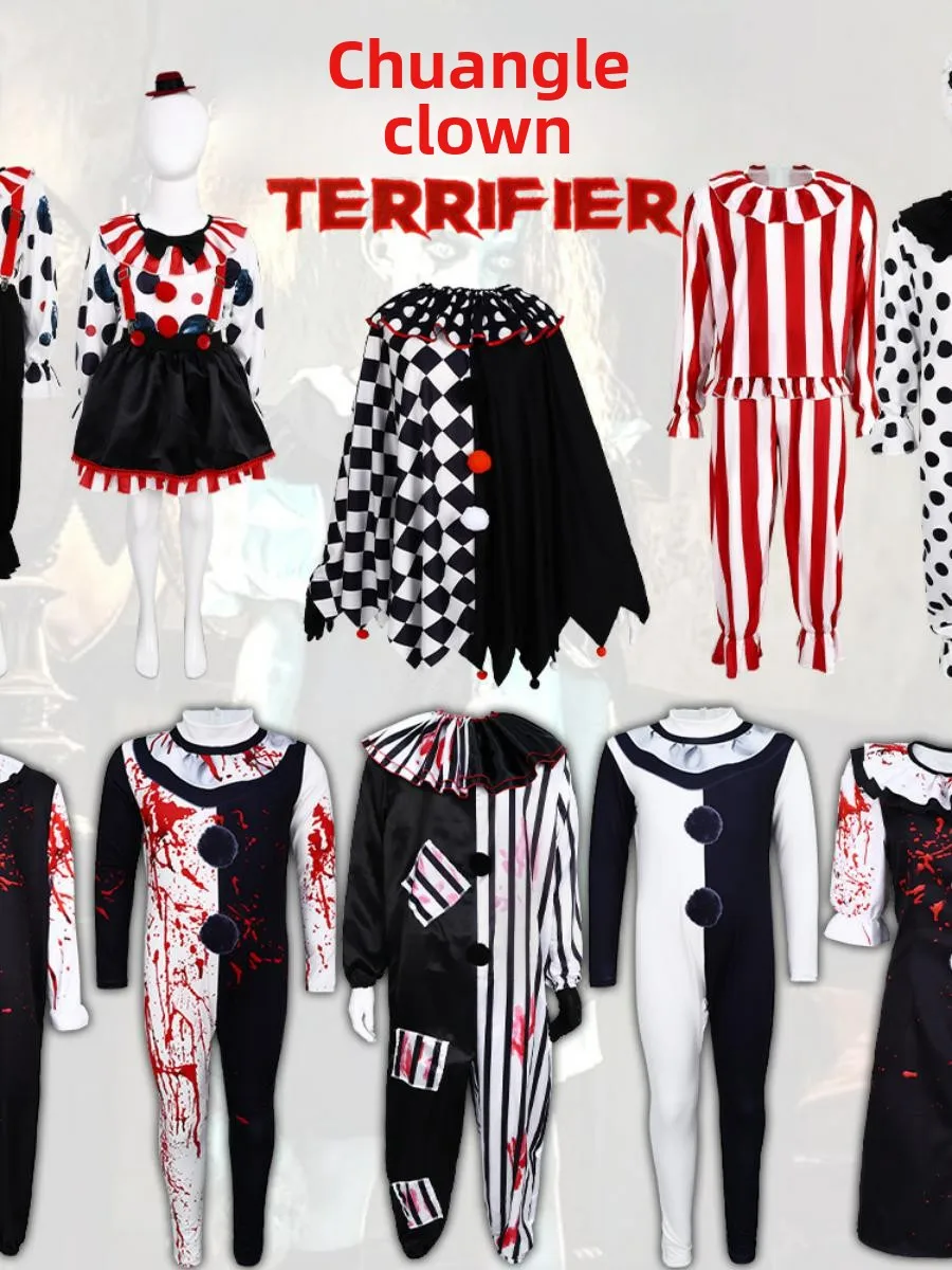 

Страшный костюм клоуна, костюм для выступлений на Хэллоуин, террорирующий сценический костюм, кровь, ролевой наряд для женщин