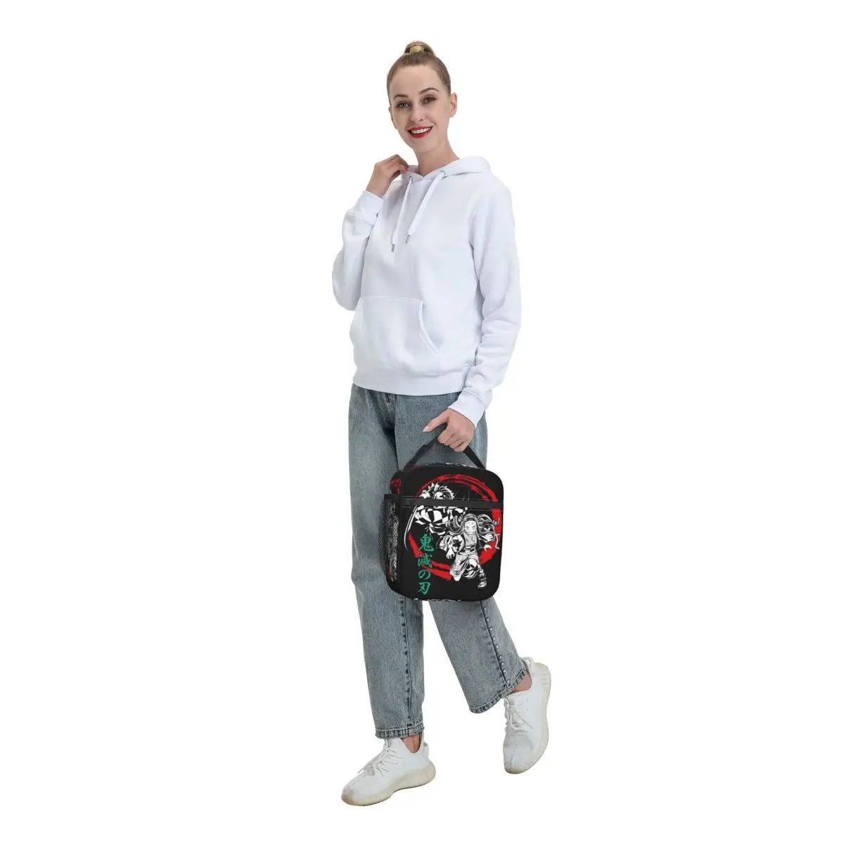 Custom Tanjiro And Nezuko Portable Lunch Boxes Multifunction Demon S-Slayer Thermal Cooler Food Insulated Lunch Bag School view 6