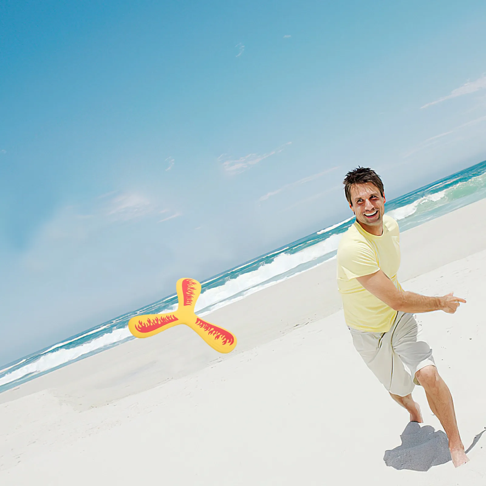 

Kids Throwing Boomerang Fun Returning Flying Disc for Outdoor Play Enhances Hand Eye Coordination Family Gathering Activity Game