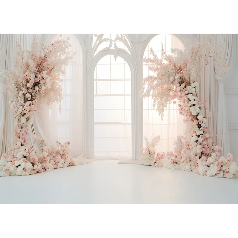 Bouquet Wedding Ceremony Stage Fantasy Photography Backdrop Props Anniversary Archway With Flowers Photo Studio Background HL-10