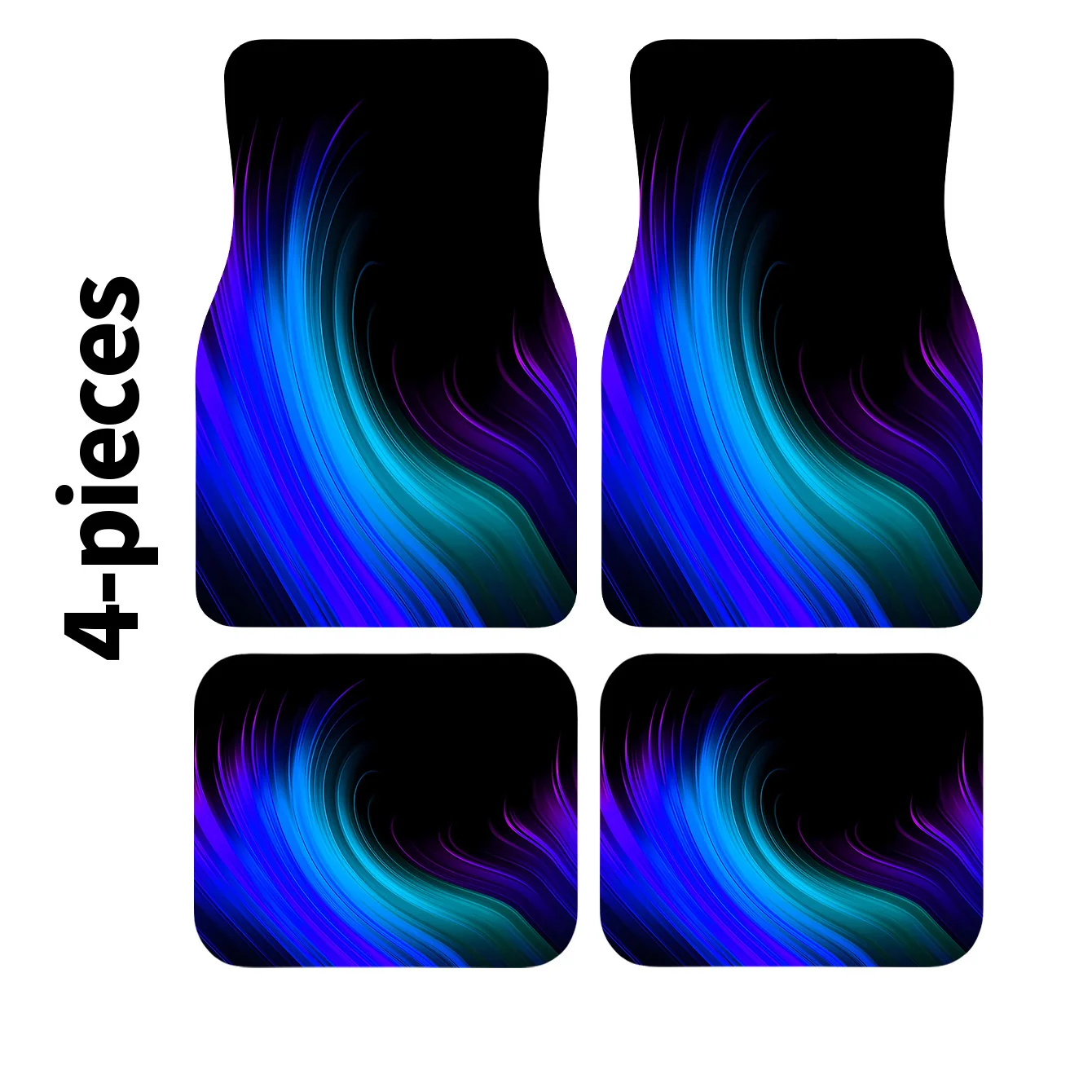 4pcs Set Fit Car Floor Mats With Color-Coded Line Strip Design (Front/Rear) - Heavy-Duty All-Weather Non-Slip Vehicle Interior,