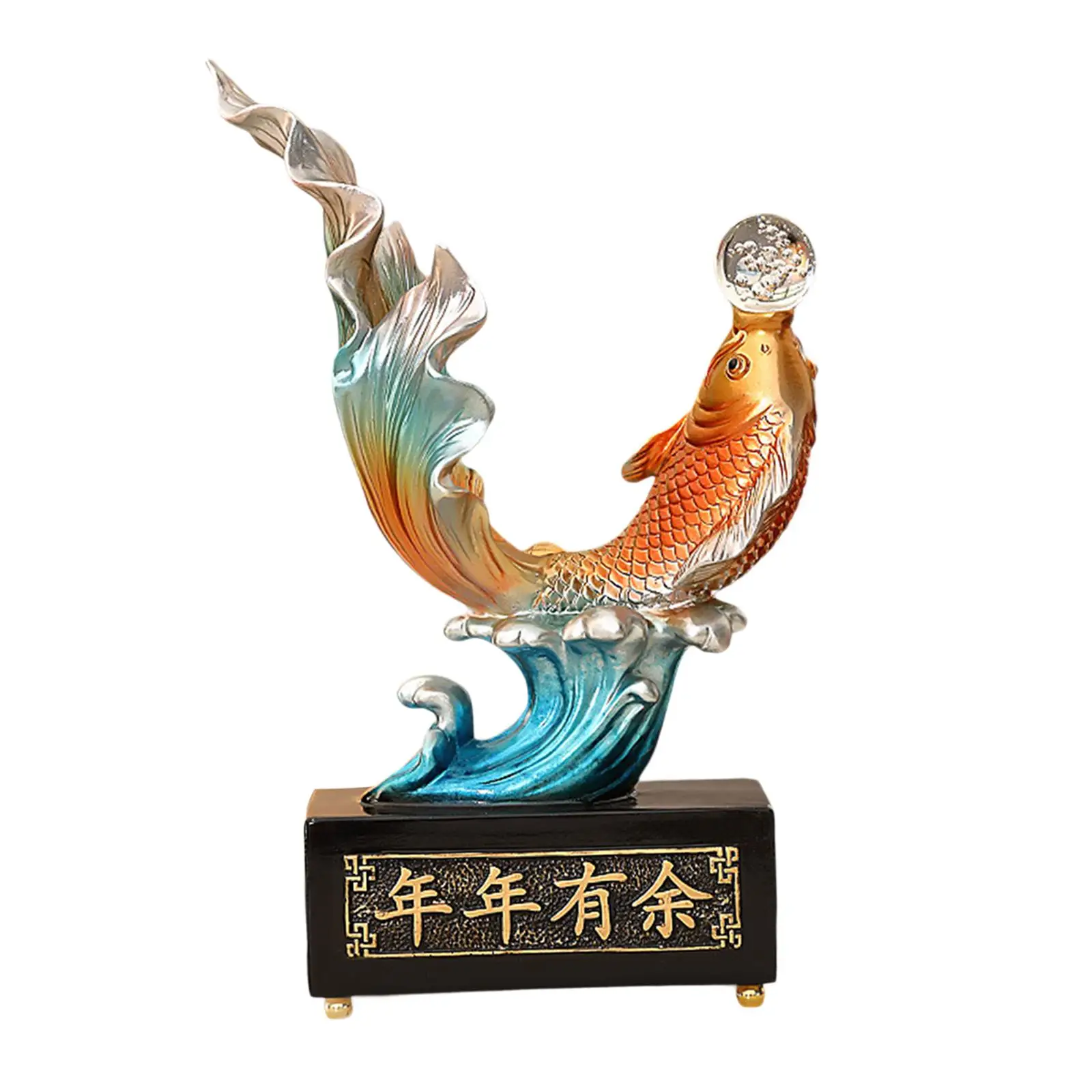 Feng Shui Carp Sculpture Home Decoration Tabletop Decor Feng Shui Chinese Carp for Office Collection Living Room Shop Cabinet