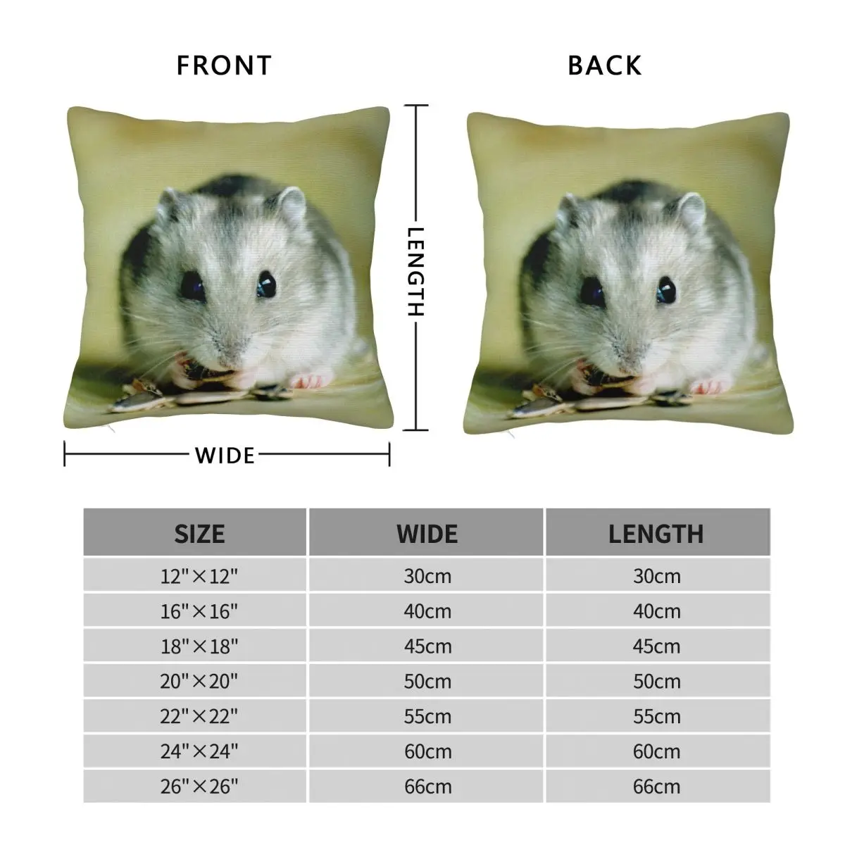 Cute Hamster 2 Square Pillowcase Polyester Linen Velvet Pattern Zip Decor Room Cushion Cover