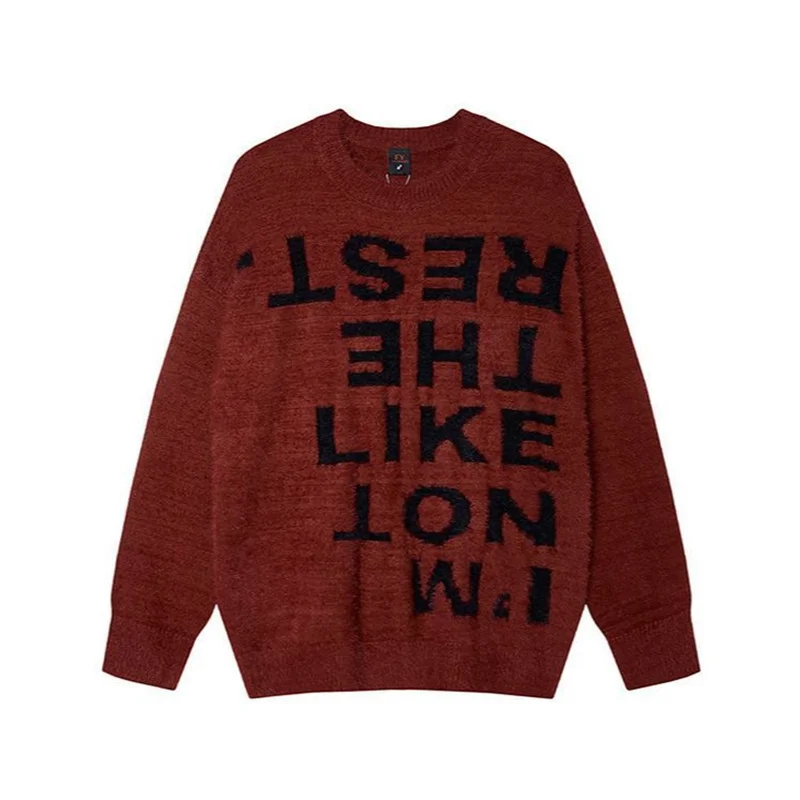

Американский ретро-свитер в уличном стиле с вышивкой букв, круглый вырез, вязаный, свободный, мягкий, теплый, женский, модный, осень-зима