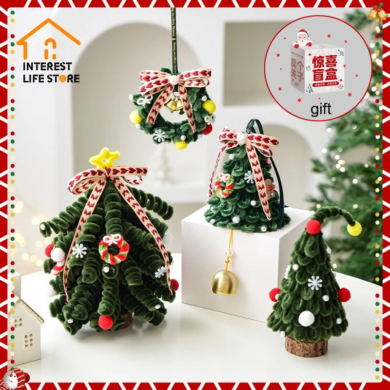 

Christmas Pendant Xmas Tree Merry DIY Desktop Ornament Christmas Wreath Decorations Pendant for Cabinet Living Room Home Window