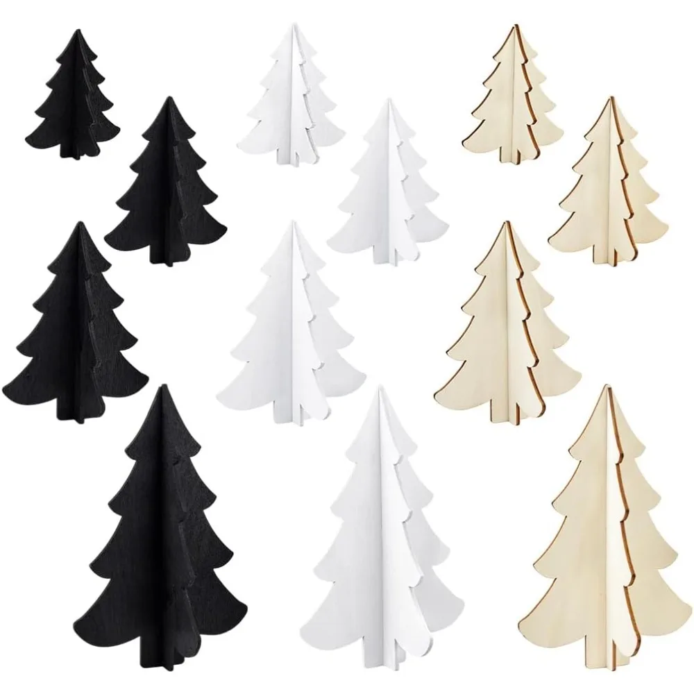 Christmas Trees Unfinished Wooden Blank Wooden Slices for Painting Arts Pyrography Home Decor Mixed Color 100x80x3mm