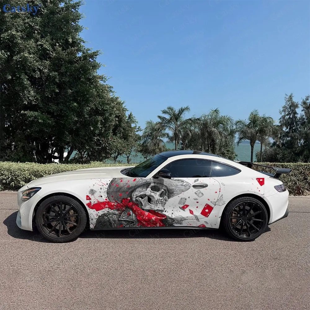 2pcs-wild-bone-face-poker-car-side-wraps-self-adhesive-pvc-waterproof-scratch-resistant-stickers-car-accessory-gift