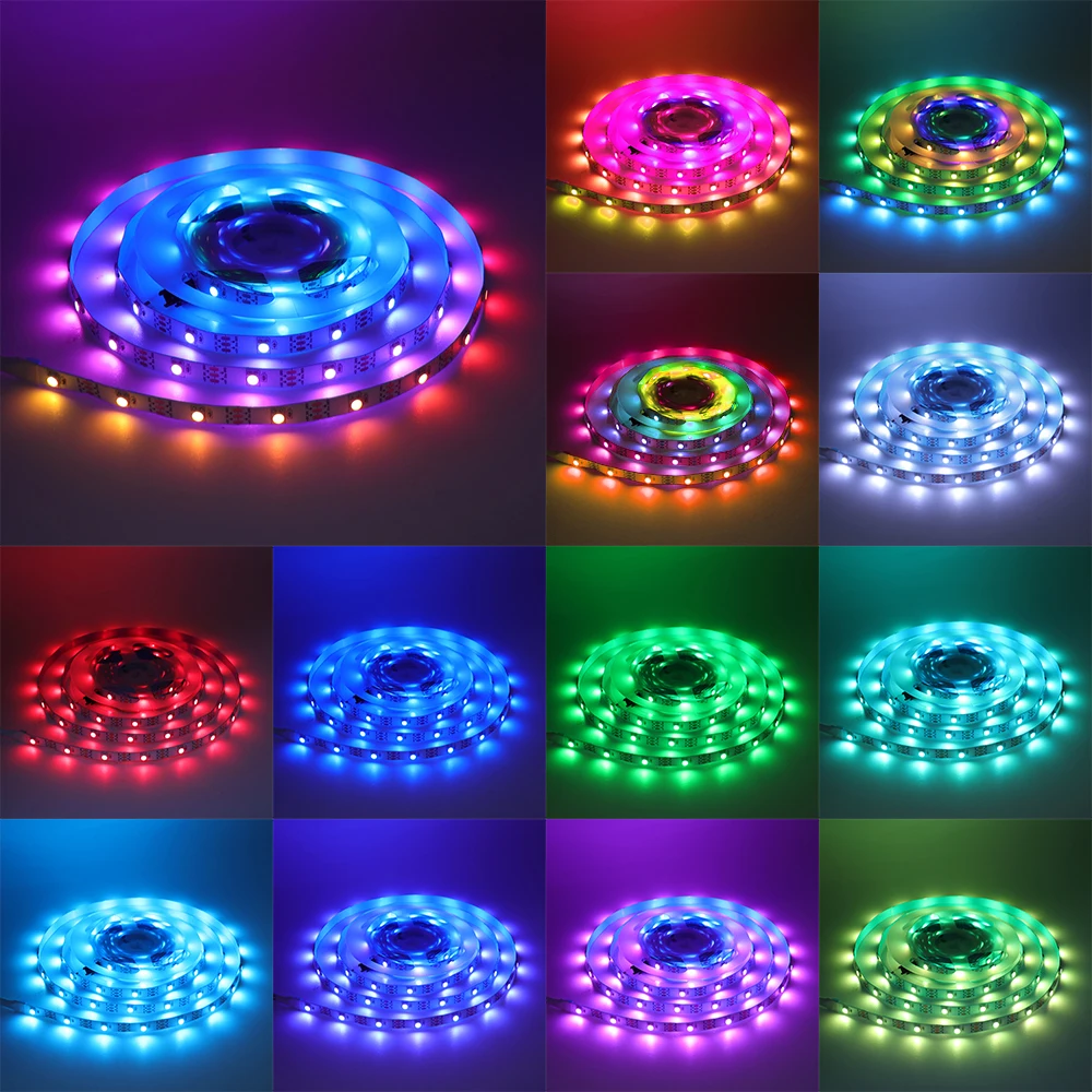 DC 5V WS2812B LED Strip Waterproof 30LEDs/m 60LEDs/m 144Leds/m 5050 Fullcolor Flexible LED Light Lamp 1m 2m 3m 4m 5m