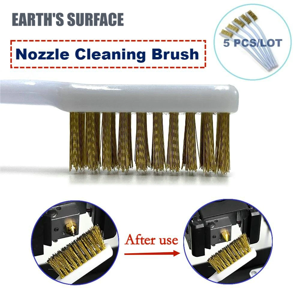 

ES-3D Printer Parts 5Pcs/lot 175mm Copper Wire Toothbrush Nozzle For 3D Printer Part MK8/CR10/Ender3 Nozzle Metal Cleaning Brush