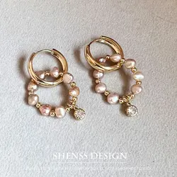 Temperament Design Natural 5-6mm Baroque Pearl Earring Customized Jewelry for Women's