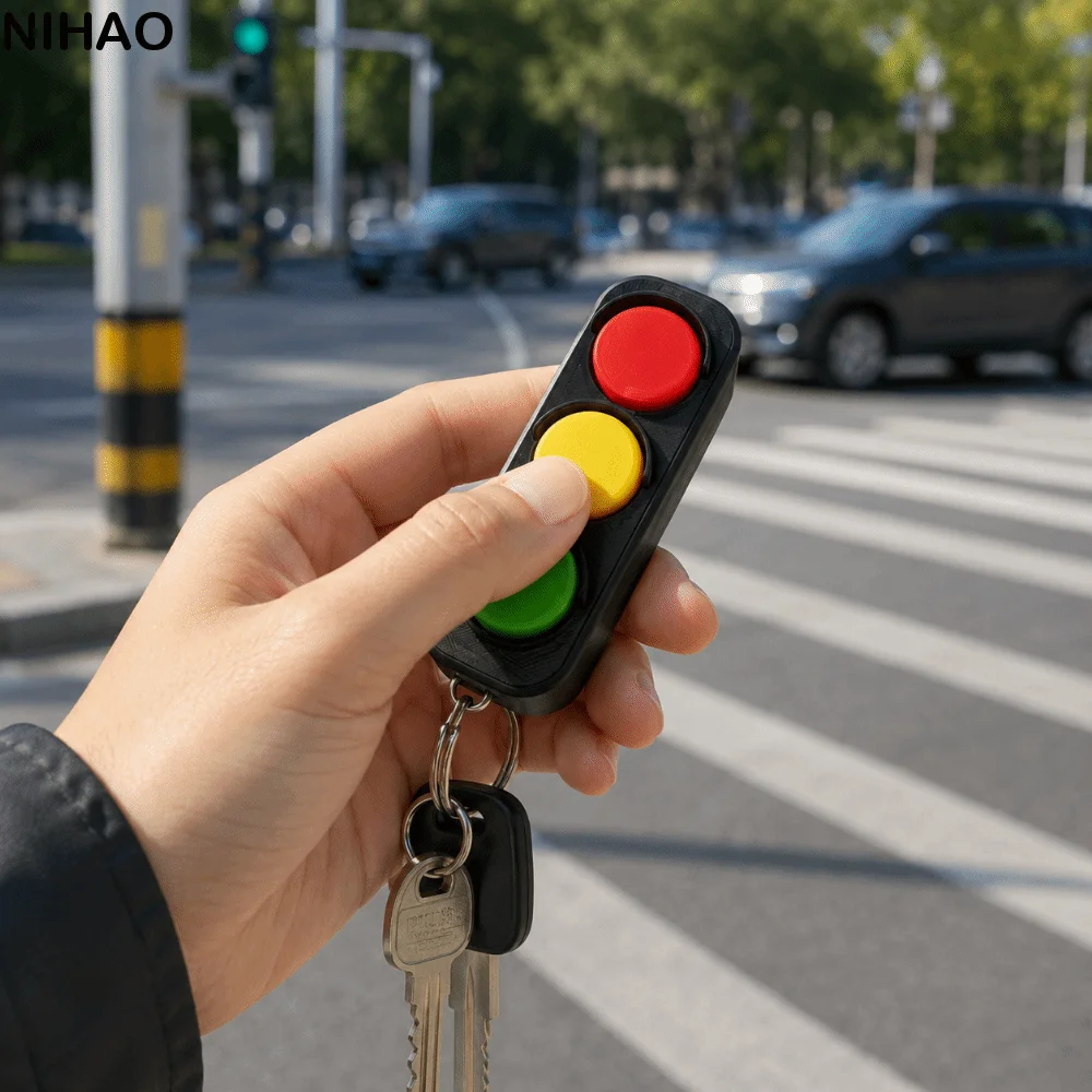 3D Printed Fidget Clicker Keychain Lightweight Compact Traffic Light Fidget Sleek Surface Pleasant Touch Stress Relief Hand