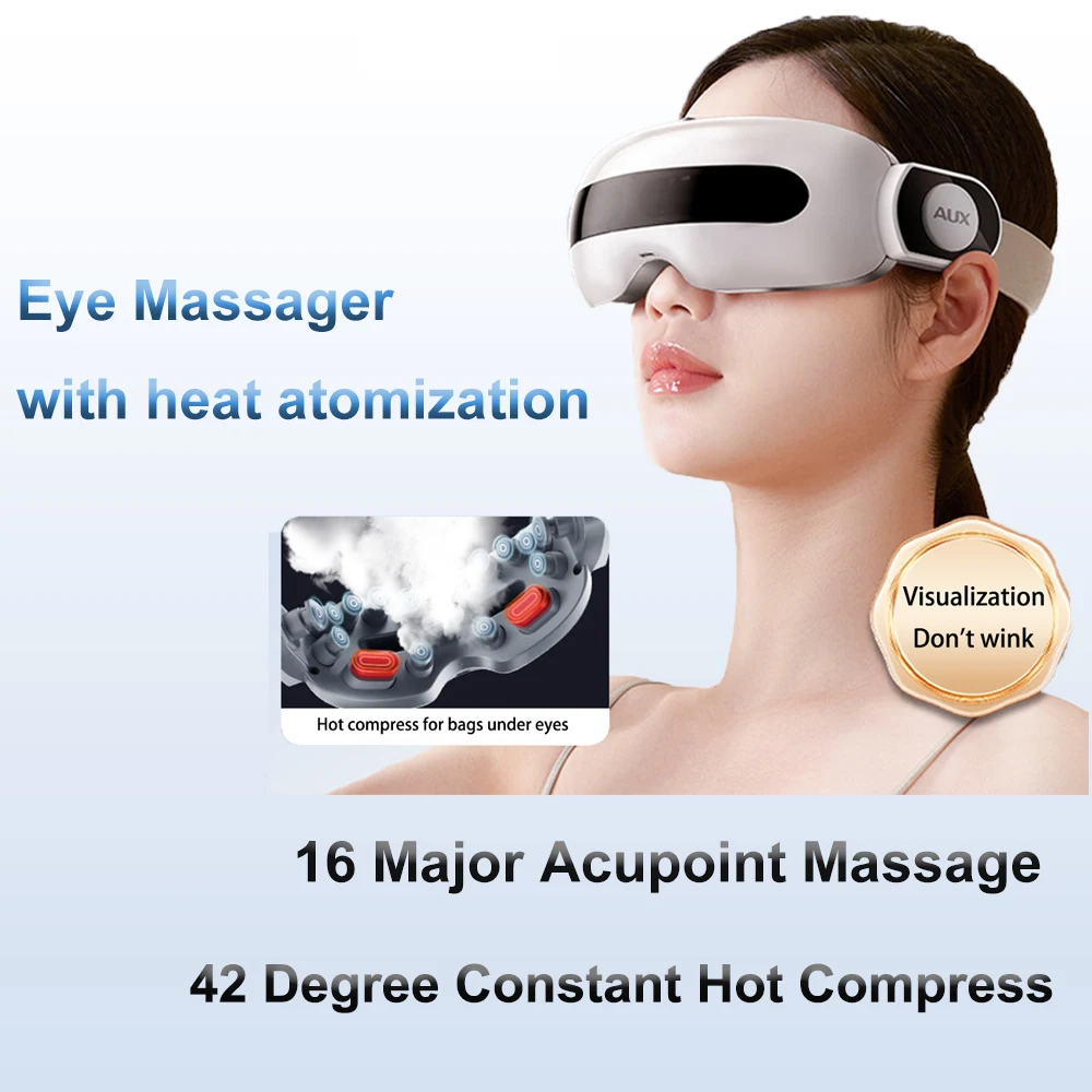 Eye Massager with Heat Smart Airbag Vibration Visible Eye Massage Hot Compress Bluetooth Music Eye Moistening Massager Device